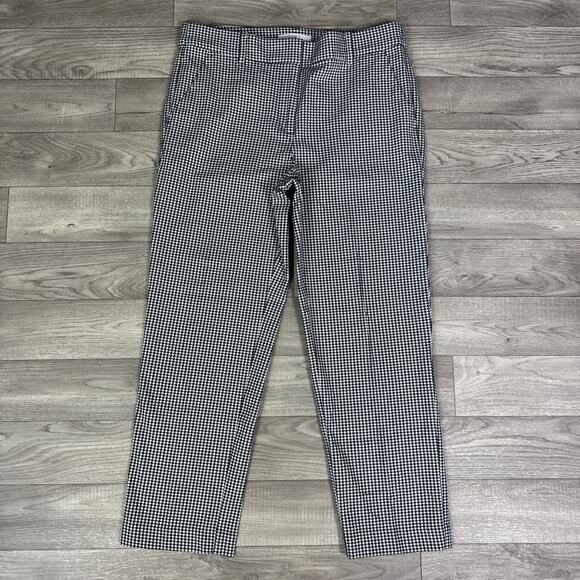 LOFT Check Pattern Mid Rise The Riviera Slim Pants Black White sz 6 - Picture 2 of 7